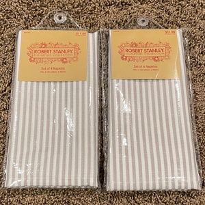 Robert Stanley Gray White Stripe 18X18 Napkins - 8